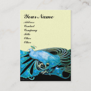 PEACOCK blauw zwart, goud metaalpapier Visitekaartje
