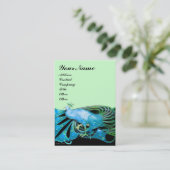 PEACOCK blauw zwart Visitekaartje (Staand voorkant)