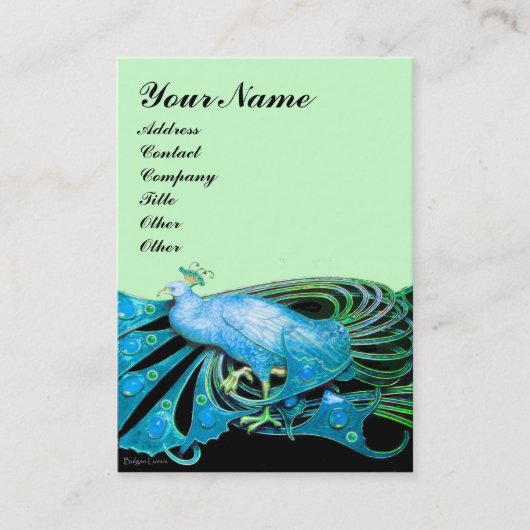 PEACOCK blauw zwart Visitekaartje (Voorkant)