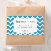 Peacock blauwe Chevron Water Bottle - pas het aan! Etiket (Insitu)