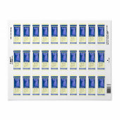 PEACOCK, blauwe crème Etiket (Full Sheet)