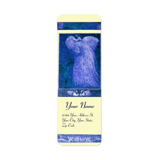 PEACOCK, blauwe crème Etiket (Voorkant)
