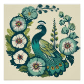 Peacock Blauwe en Groene pauwen Perfect Poster (Voorkant)