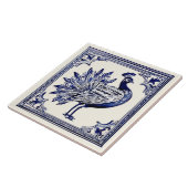 Peacock Blauwe en Witte Folk Dierlijke Kunst Tegeltje (Zijkant)