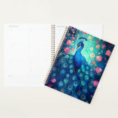 Peacock - Blauwe Groene Aqua Veren & Roze Bloemen Planner (Display)