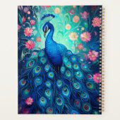 Peacock - Blauwe Groene Aqua Veren & Roze Bloemen Planner (Achterkant)