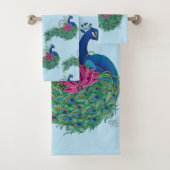 Peacock Blauwe Lotus Bloem Henna Bad Handdoek (Insitu)