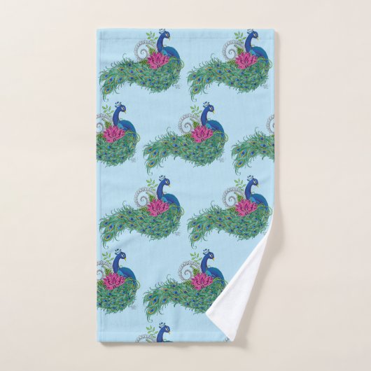 Peacock Blauwe Lotus Bloem Henna Bad Handdoek (Handdoek)