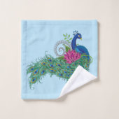 Peacock Blauwe Lotus Bloem Henna Bad Handdoek (Wasdoekje)