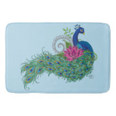 Peacock Blauwe Lotus Bloem Henna Badmat (Voorkant)