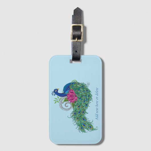 Peacock Blauwe Lotus Bloem Henna Bagagelabel (Voorkant (verticaal))