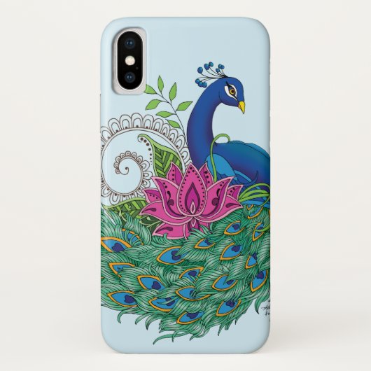 Peacock Blauwe Lotus Bloem Henna Case-Mate iPhone Case (Achterkant)