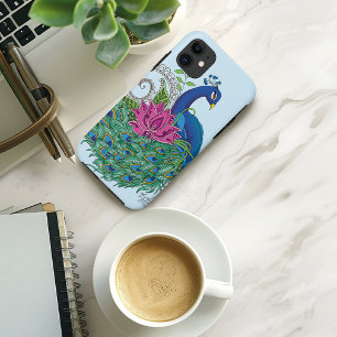 Peacock Blauwe Lotus Bloem Henna Case-Mate iPhone Case
