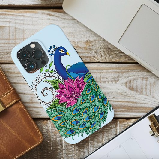 Peacock Blauwe Lotus Bloem Henna Case-Mate iPhone Case