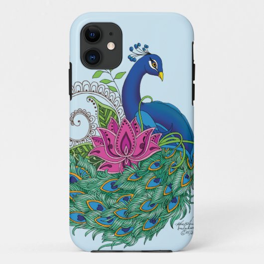 Peacock Blauwe Lotus Bloem Henna Case-Mate iPhone Case (Achterkant)