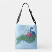 Peacock Blauwe Lotus Bloem Henna Crossbody Tas (Achterkant)