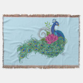 Peacock Blauwe Lotus Bloem Henna Deken (Voorkant)