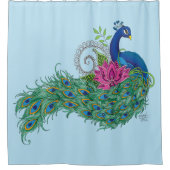 Peacock Blauwe Lotus Bloem Henna Douchegordijn (Voorkant)