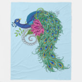 Peacock Blauwe Lotus Bloem Henna Fleece Deken (Voorkant)