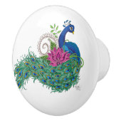 Peacock Blauwe Lotus Bloem Henna Keramische Knop (Rechts)
