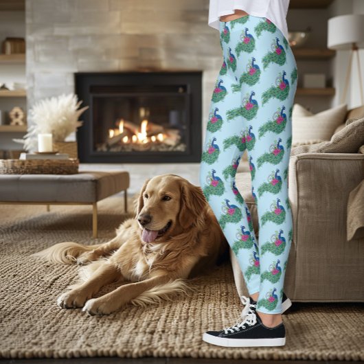 Peacock Blauwe Lotus Bloem Henna Leggings