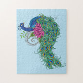 Peacock Blauwe Lotus Bloem Henna Legpuzzel (Verticaal)