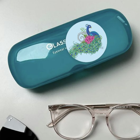 Peacock Blauwe Lotus Bloem Henna Ronde Sticker