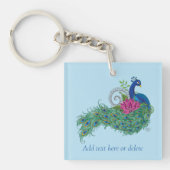 Peacock Blauwe Lotus Bloem Henna Sleutelhanger (Voorkant)