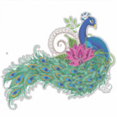 Peacock Blauwe Lotus Bloem Henna Sticker (Voorkant)
