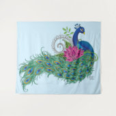 Peacock Blauwe Lotus Bloem Henna Wandkleed (Voorkant (horizontaal))