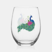 Peacock Blauwe Lotus Bloem Henna Wijnglas Zonder Voet (Achterkant)