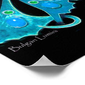 PEACOCK, blauwe turquase, groen zwart Poster (Hoek)