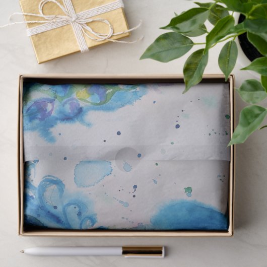 Peacock Blauwe Waterverf Schilderkunst Weefsel Tissuepapier (Geschenk)