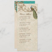  Peacock Blauwgroen blauw, menukaart (Voorkant / Achterkant)