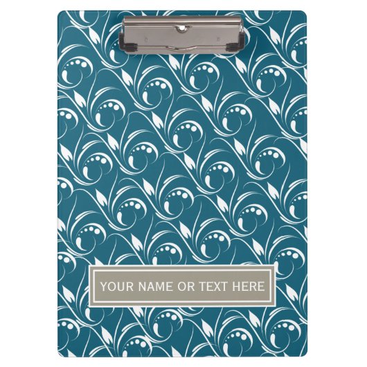 Peacock Blauwgroen Blauw Naadloos Bloemenpatroon Klembord (Voorkant)