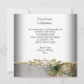 Peacock Blauwgroen Blue Gold Elegant Party Kaart (Achterkant)