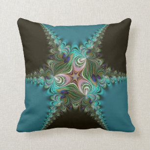 Peacock Blauwgroen+Green Fractal Twist Cushion Kussen