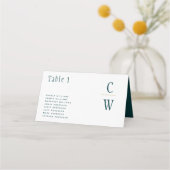 Peacock BLAUWGROEN Green Gold Wedding Table Number Plaatskaartje (Voorkant)