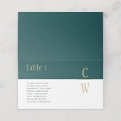 Peacock BLAUWGROEN Green Gold Wedding TBLE Number  Plaatskaartje (Buitenkant ongevouwen)