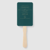 Peacock BLAUWGROEN Green Wedding Programme Handwaaier (Achterkant)