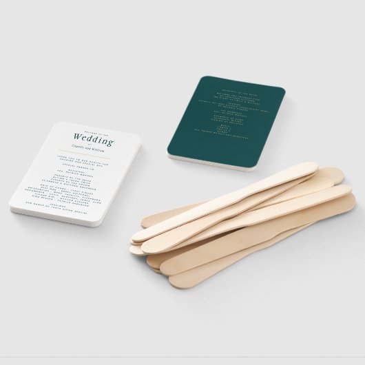 Peacock BLAUWGROEN Green Wedding Programme Handwaaier (Niet-gemonteerd)