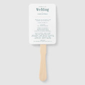 Peacock BLAUWGROEN Green Wedding Programme Handwaaier (Voorkant)