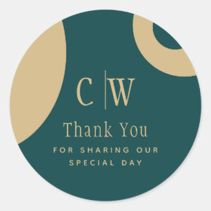 Peacock Blauwgroen Groen Goud Weddenschap Dank je  Ronde Sticker