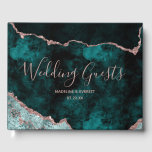 Peacock Blauwgroen Groen Roos Gold Agate Marble We Gastenboek<br><div class="desc">Navy Blue & Roos Gold Foil Waterverf Marble Agate Gilded Geode Design,  met moderne en scriptlettertypen. Trendy en Chic Wedding of om het even welk evenement het Boek van de Gast! ~ Bekijk mijn winkel voor dit ontwerp de volledige trouwsuite!</div>