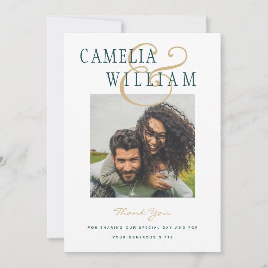 Peacock Blauwgroen Groene Weddenschap FOTO Dank je Kaart (Voorkant)