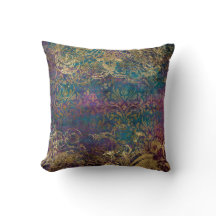  Peacock Blauwgroen Paars Gold Scroll Damask