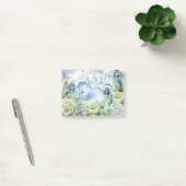 Peacock Blauwgroen & Salie veren Bloemen Damast Post-it® Notes (Kantoor)