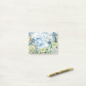 Peacock Blauwgroen & Salie veren Bloemen Damast Post-it® Notes (Op bureau)