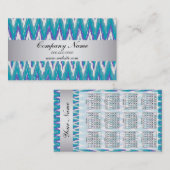 Peacock Blauwgroen TribaI ZigZag Pocket 2019 Kalen Visitekaartje (Voorkant / Achterkant)