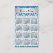 Peacock Blauwgroen TribaI ZigZag Pocket 2019 Kalen Visitekaartje (Achterkant)